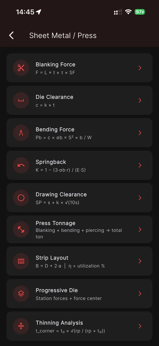 MoldCalc Pro — Sheet metal and press