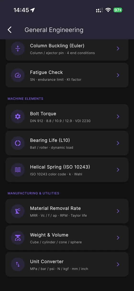 MoldCalc Pro — General engineering